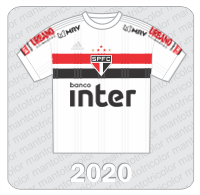 Camisa São Paulo FC 2020 -Adidas - Banco Inter - Urbano Alimentos - MRV - Cimentos Cauê