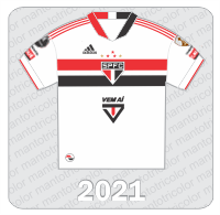 Camisa São Paulo FC 2021 - Adidas - Cimentos Cauê - Patches Libertadores 2021 - Vem Aí Sócio Torcedor